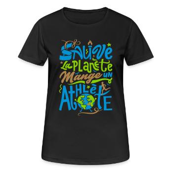 Sauve la Planète - T-shirt respirant Femme - noir - Devant - AI Model Female 172 light (172cm)