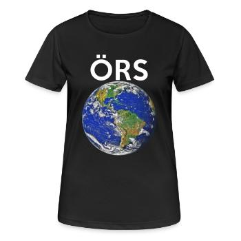 Earth English TH tee-aitch ÖRS Globe Planet - T-shirt respirant Femme - noir - Devant - AI Model Female 172 light (172cm)