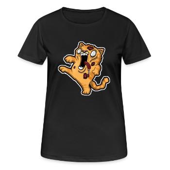 Zombiekatze - Katze will spielen - Frauen T-Shirt atmungsaktiv - Schwarz - Vorne - AI Model Female 172 light (172cm)