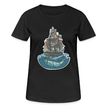 Whale ship - sailing ship - Women's Breathable T-Shirt - black - Front - AI Model Female 172 light (172cm)