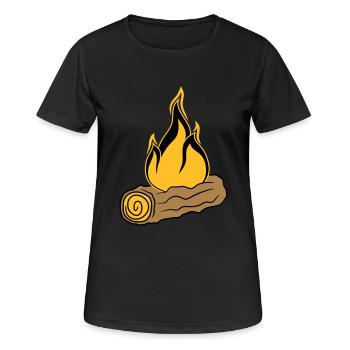 bois branche forêt arbre tronc gravure sur bois forêt feu son - T-shirt respirant Femme - noir - Devant - AI Model Female 172 light (172cm)
