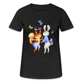 Danse des lapins et des papillons pour les enfants - T-shirt respirant Femme - noir - Devant - AI Model Female 172 light (172cm)