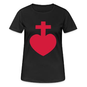 sacré cœur symbole vendéen croix amour - T-shirt respirant Femme - noir - Devant - AI Model Female 172 light (172cm)