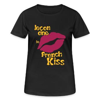 french kiss quote humor kisses - Women's Breathable T-Shirt - black - Front - AI Model Female 172 light (172cm)