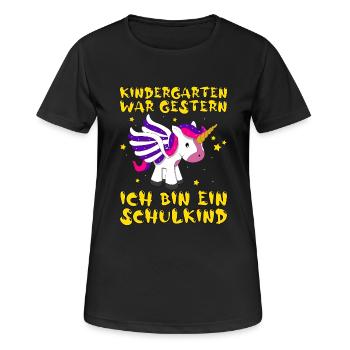 Einschulung Einhorn - Frauen T-Shirt atmungsaktiv - Schwarz - Vorne - AI Model Female 172 light (172cm)