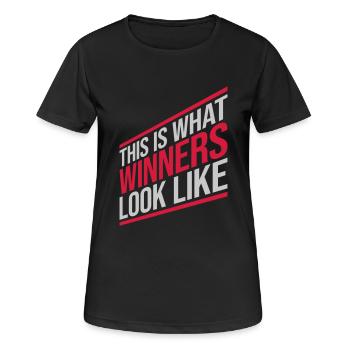 What Winners Look Like - Frauen T-Shirt atmungsaktiv - Schwarz - Vorne - AI Model Female 172 light (172cm)