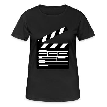 Filmklappe Regie führen Kino - Frauen T-Shirt atmungsaktiv - Schwarz - Vorne - AI Model Female 172 light (172cm)