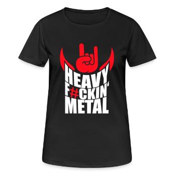 Heavy F#ckin' Metal Hard Rock Music Text Fun Quote - Women's Breathable T-Shirt - black - Front - AI Model Female 172 light (172cm)