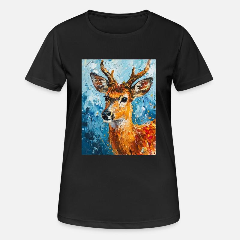 Deer image - Women's Breathable T-Shirt - black