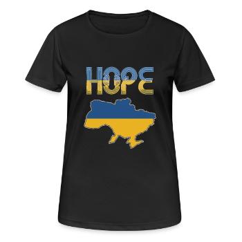 Espoir pour l’Ukraine – Conception de soutien patriotique - T-shirt respirant Femme - noir - Devant - AI Model Female 172 light (172cm)