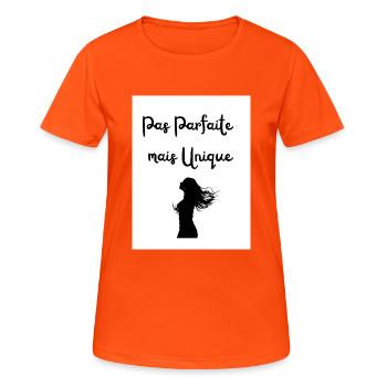 Nicht perfekt, aber einzigartig - Frauen T-Shirt atmungsaktiv - Neonorange - Vorne - AI Model Female 172 dark (172cm)