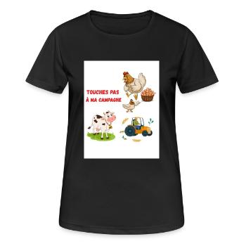 Touches pas ma campagne - T-shirt respirant Femme - noir - Devant - AI Model Female 172 light (172cm)