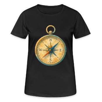 Boussole Aquarelle - T-shirt respirant Femme - noir - Devant - AI Model Female 172 light (172cm)