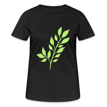 Ast mit Blättern - Frauen T-Shirt atmungsaktiv - Schwarz - Vorne - AI Model Female 172 light (172cm)