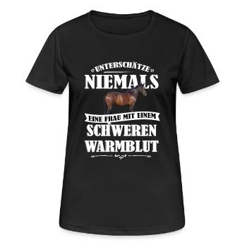 Warmblut Pferde Shirt-UNF - Frauen T-Shirt atmungsaktiv - Schwarz - Vorne - AI Model Female 172 light (172cm)