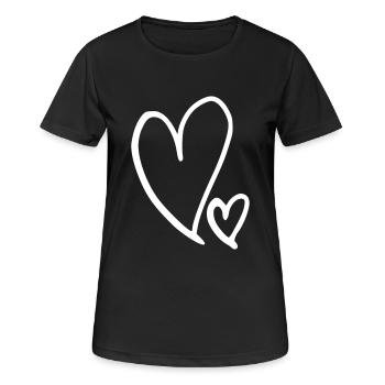 Herz Emoji Skizze - Frauen T-Shirt atmungsaktiv - Schwarz - Vorne - AI Model Female 172 light (172cm)
