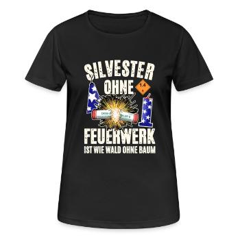 Pyro an Silvester - Frauen T-Shirt atmungsaktiv - Schwarz - Vorne - AI Model Female 172 light (172cm)