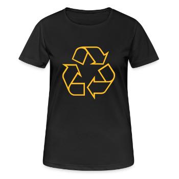 Recycle - Frauen T-Shirt atmungsaktiv - Schwarz - Vorne - AI Model Female 172 light (172cm)