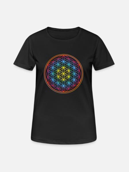 Die Blume des Lebens - Frauen T-Shirt atmungsaktiv - Schwarz
