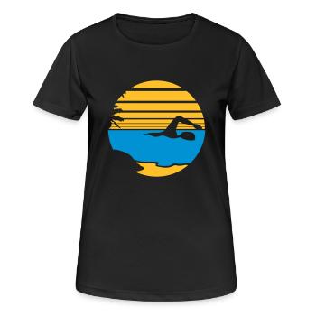 île des palmiers vacances vacances soleil plage natation - T-shirt respirant Femme - noir - Devant - AI Model Female 172 light (172cm)