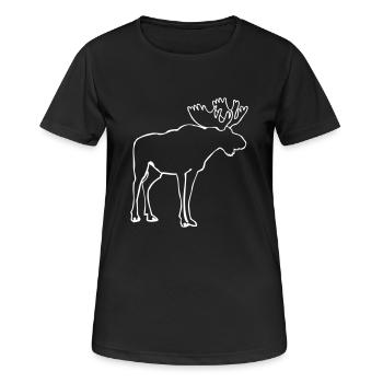 Elch - Moose - Elk - Frauen T-Shirt atmungsaktiv - Schwarz - Vorne - AI Model Female 172 light (172cm)