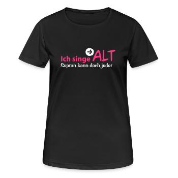 Alt statt Sopran - Frauen T-Shirt atmungsaktiv - Schwarz - Vorne - AI Model Female 172 light (172cm)