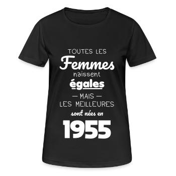 Anniversaire 70 ans - Meilleures sont nées en 1955 - T-shirt respirant Femme - noir - Devant - AI Model Female 172 light (172cm)