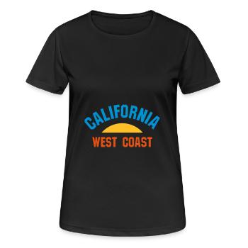 ★ Couleurs de conception modifiables ★ Côte ouest de la Californie - T-shirt respirant Femme - noir - Devant - AI Model Female 172 light (172cm)