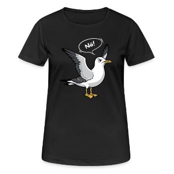 "Nö" Möwe - Nordsee Design - Frauen T-Shirt atmungsaktiv - Schwarz - Vorne - AI Model Female 172 light (172cm)