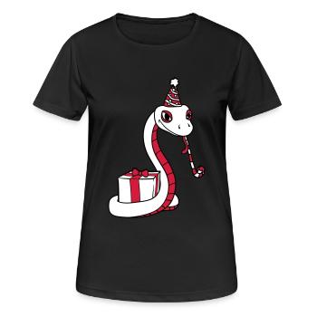 fête d'anniversaire fête cadeau serpent visage - T-shirt respirant Femme - noir - Devant - AI Model Female 172 light (172cm)
