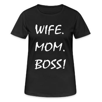 wife mom boss - Women's Breathable T-Shirt - black - Front - AI Model Female 172 light (172cm)