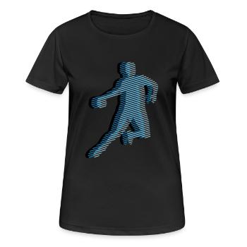HANDBALL Streifenraster 3C - Frauen T-Shirt atmungsaktiv - Schwarz - Vorne - AI Model Female 172 light (172cm)