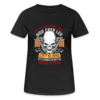 Catalans-8eme-Jour - T-shirt respirant Femme - noir - Devant - AI Model Female 172 light (172cm)