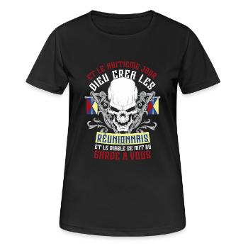 Réunion 8ème Jour - T-shirt respirant Femme - noir - Devant - AI Model Female 172 light (172cm)
