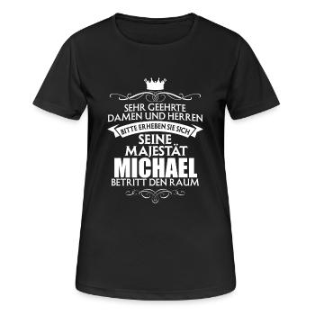MICHAEL - Majestät - Frauen T-Shirt atmungsaktiv - Schwarz - Vorne - AI Model Female 172 light (172cm)