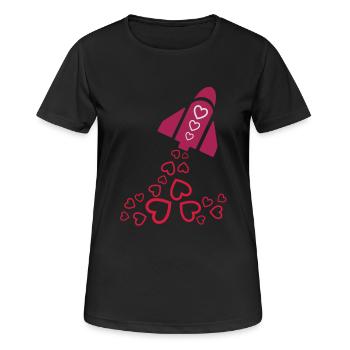 peace rocket pink - Frauen T-Shirt atmungsaktiv - Schwarz - Vorne - AI Model Female 172 light (172cm)