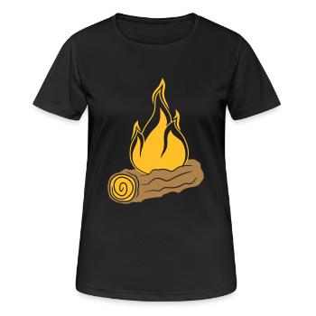 branche bois forêt tronc d'arbre gravure sur bois forêt feu son - T-shirt respirant Femme - noir - Devant - AI Model Female 172 light (172cm)