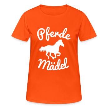 Pferde Mädel - Frauen T-Shirt atmungsaktiv - Neonorange - Vorne - AI Model Female 172 dark (172cm)