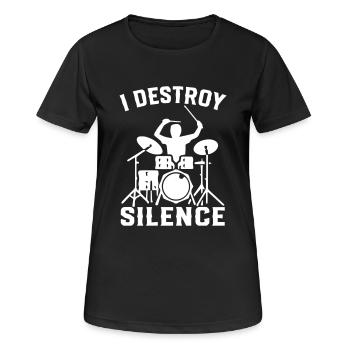 I Destroy Silence Drummer Drums - T-shirt respirant Femme - noir - Devant - AI Model Female 172 light (172cm)