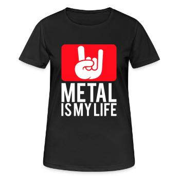 Heavy Metal Is My Life Hard Rock Horns Texte Logo - T-shirt respirant Femme - noir - Devant - AI Model Female 172 light (172cm)