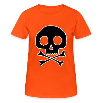 Crâne et os - T-shirt respirant Femme - orange néon - Devant - AI Model Female 172 dark (172cm)