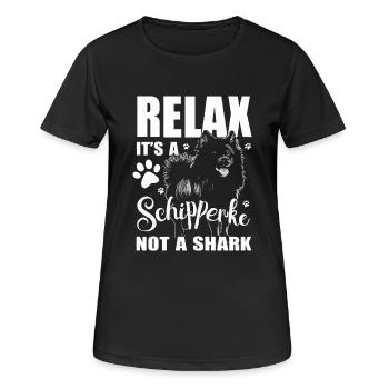 Entspannen Sie sich, es ist ein Schipperke, kein Hai - Frauen T-Shirt atmungsaktiv - Schwarz - Vorne - AI Model Female 172 light (172cm)