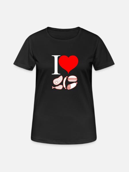 I love meat - Women's Breathable T-Shirt - black