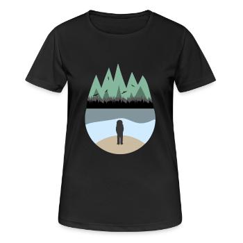 Astronaut am Meer - Frauen T-Shirt atmungsaktiv - Schwarz - Vorne - AI Model Female 172 light (172cm)