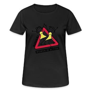 women in action - Frauen T-Shirt atmungsaktiv - Schwarz - Vorne - AI Model Female 172 light (172cm)