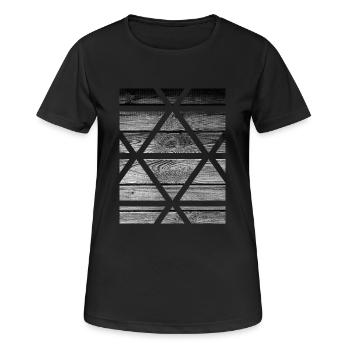 Holz - Frauen T-Shirt atmungsaktiv - Schwarz - Vorne - AI Model Female 172 light (172cm)