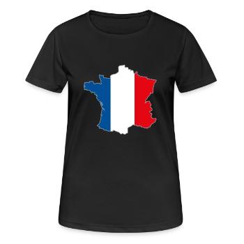 Carte de la France en bleu blanc rouge - T-shirt respirant Femme - noir - Devant - AI Model Female 172 light (172cm)