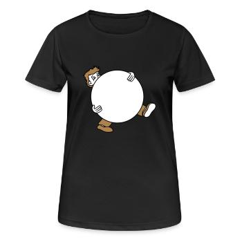 kugel ball tragen schleppen gross schwer mann figu - Frauen T-Shirt atmungsaktiv - Schwarz - Vorne - AI Model Female 172 light (172cm)