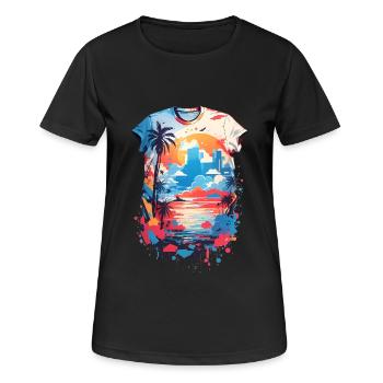 Karibik Shirt - Frauen T-Shirt atmungsaktiv - Schwarz - Vorne - AI Model Female 172 light (172cm)