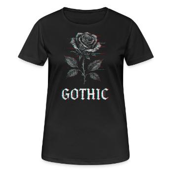 Gothic Rose mit Glitch Effekt - Frauen T-Shirt atmungsaktiv - Schwarz - Vorne - AI Model Female 172 light (172cm)